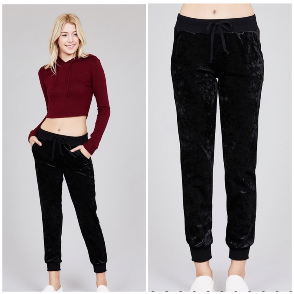 BLACK ICE VELVET DRAWSTRING - PANT - Picture 1 of 4